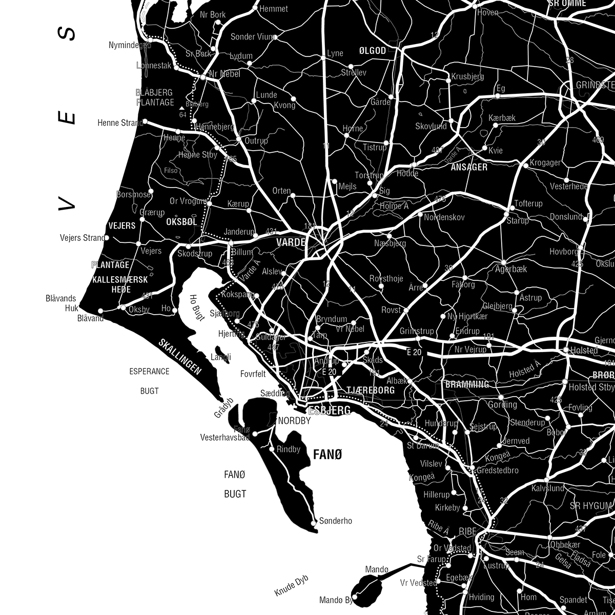 DANMARKSKORT - Hvid - 34065