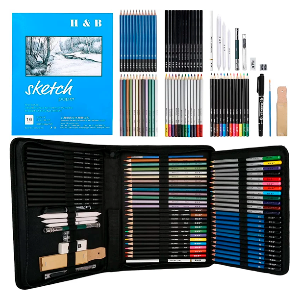 H&B Tegnest i Etui - 72-Dele