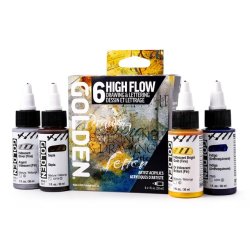 GOLDEN High Flow Maling Drawing &amp; Lettering S�t - 6x30ml.