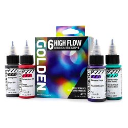 GOLDEN High Flow Maling Airbrush S�t - 6x30ml.