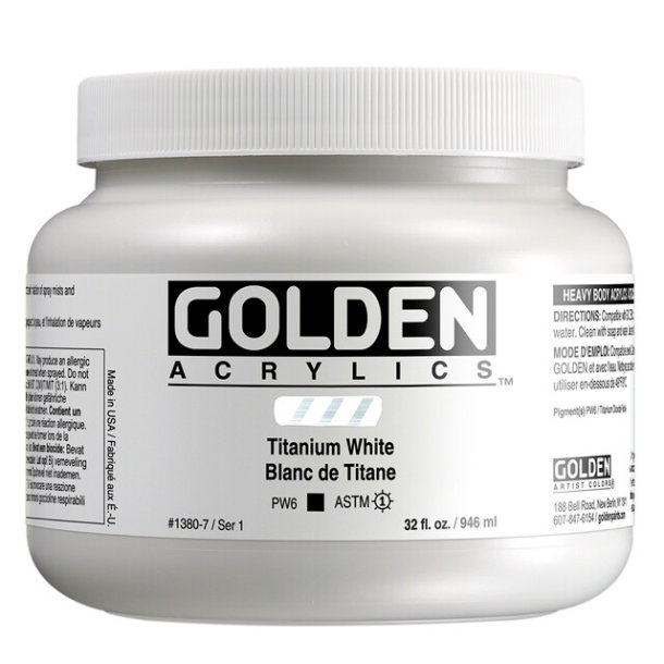GOLDEN Heavy Body Akrylmaling, Titanium White 946ml.