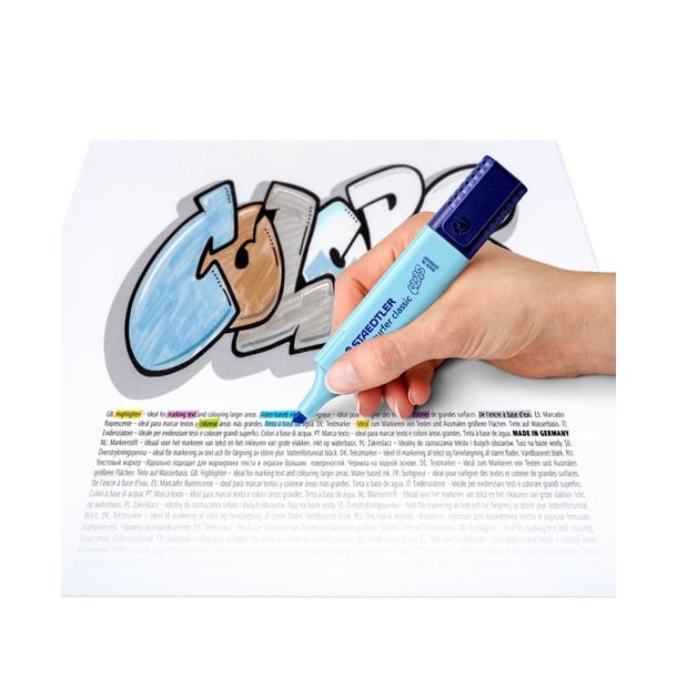 Staedtler overstregningstusch 4 stk Mejselspids Sort, Bl�, Turkis, Violet