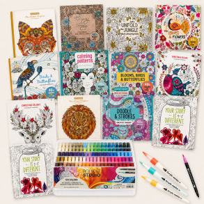 Roholt Studio Creative Therapy Deluxe Bundle � 12 unikke maleb�ger samt vandbaserede og akryl tuscher samlet i den ultimative pakke