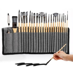 Penselst i foldeetui m. naturskaft - 24-pak