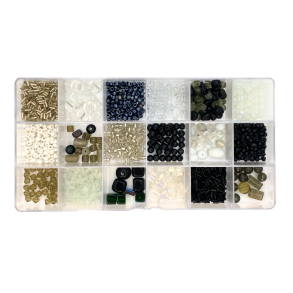 Glasperlest - Sort & Hvid Mix