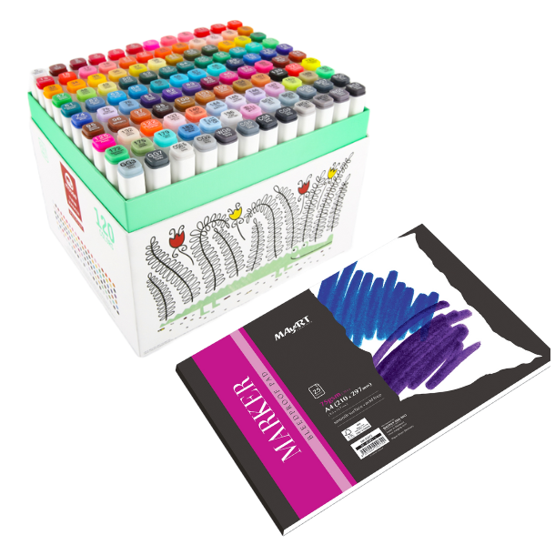Mobee - 120-Stk Pro Twin Marker + Blok A4