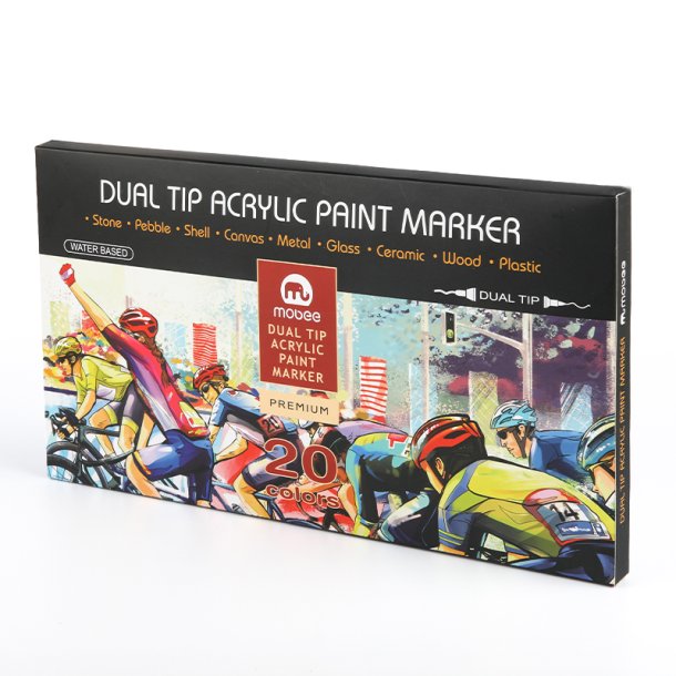 Mobee - Dobbeltendede Akryltuscher 20-Pak