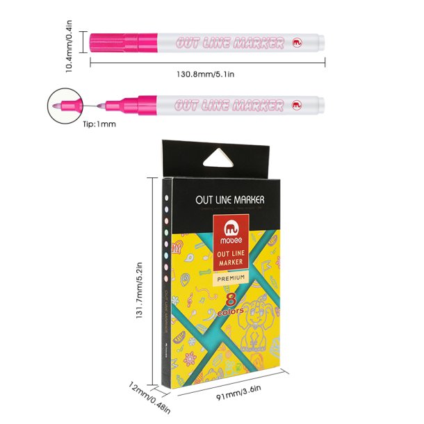 Mobee - Magic Outline Markers 8-Pak