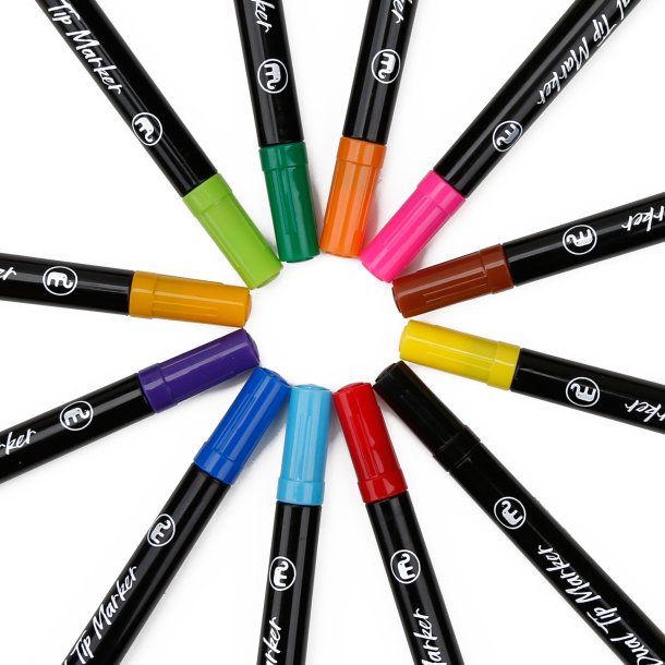 Mobee - Dobbeltendet Marker Fine &amp; Extra Fine 12-Pak