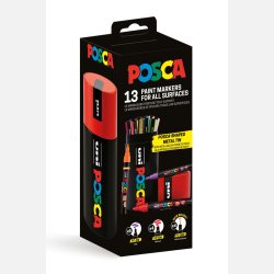 Posca pakke 13 stk. med metal�ske 