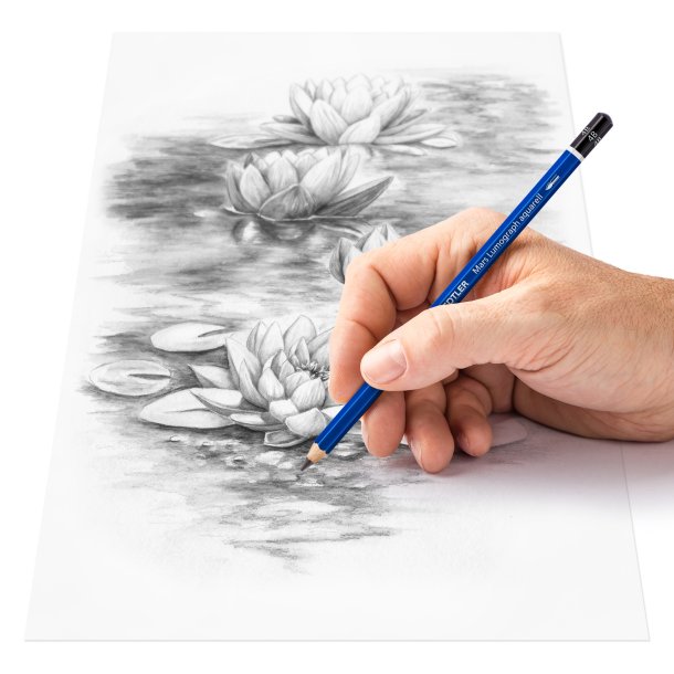 Staedtler Lumograph Vandoplselige Blyanter - 5-Pak + Pensel