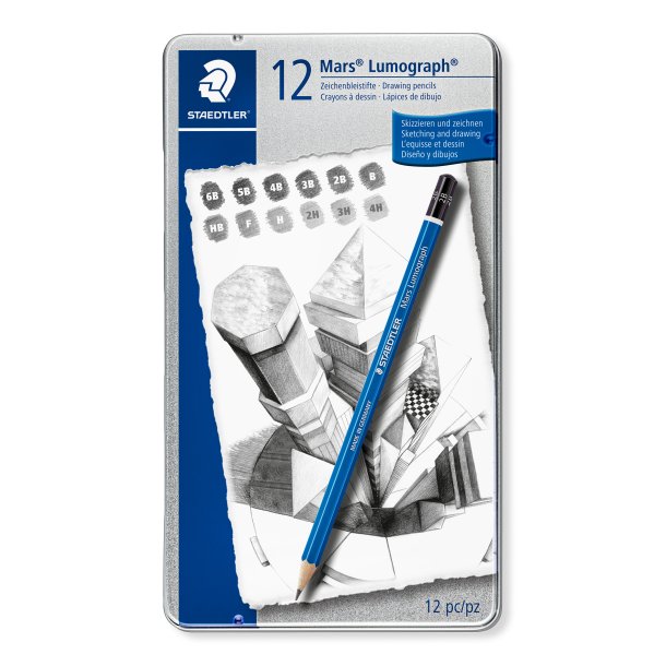 Staedtler Mars Lumograph Grafitblyanter 4H-6B 12-Pak