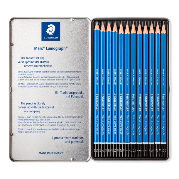 Staedtler Mars Lumograph Grafitblyanter 4H-6B 12-Pak