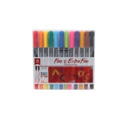 Mobee - Dualtip Marker Fine &amp; Extra Fine 12-Pak