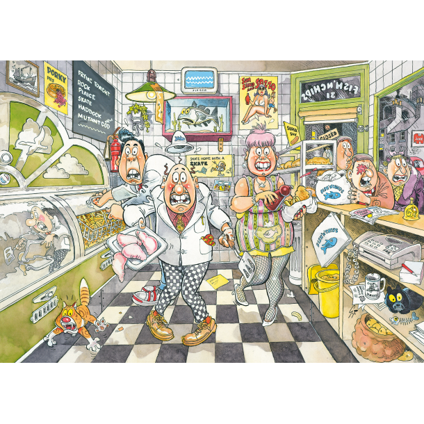 Genoptrykt Puslespil "Wasgij Original 20 Fishy Business!" 1000 Brikker