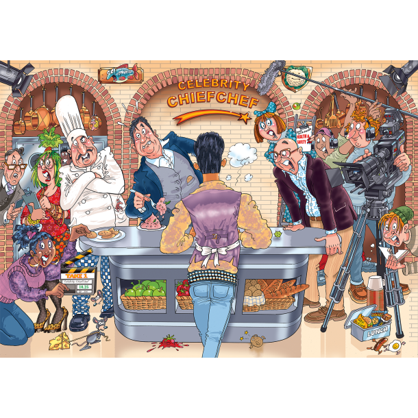 Genoptrykt Puslespil "Wasgij Original 26 Celebrity Cheif Chef!" 1000 Brikker