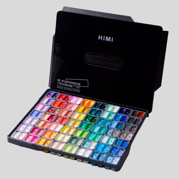 HIMI Twin Cup Jelly Gouache - 112 Farver, Black Case