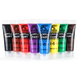 Mobee Akrylmalingst 75 ml. Klassiske Farver - 8-Pak