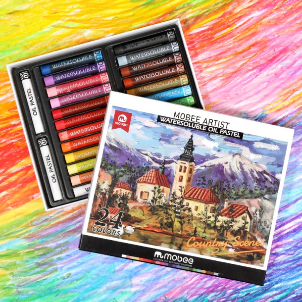 Mobee Vandoplselige Oliepasteller - 24+2-Pak