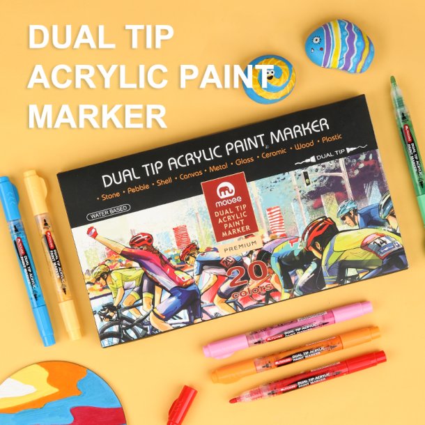 Mobee - Dobbeltendede Akryltuscher 20-Pak