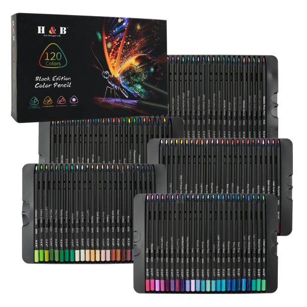 H&B Black Edition Oliebaserede Farveblyanter i Metalske - 120-stk.