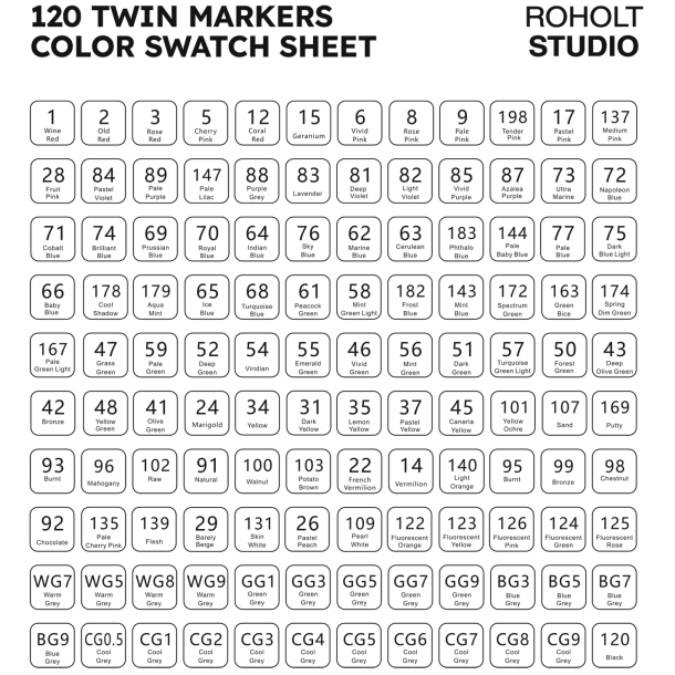 Roholt Studio 120 Twinmarkers Brush- &amp; Chiseltip - Alkoholbaseret