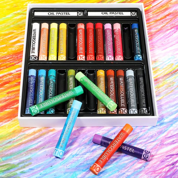 Mobee Vandoplselige Oliepasteller - 24+2-Pak