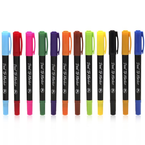Mobee - Dobbeltendet Marker Fine &amp; Extra Fine 12-Pak