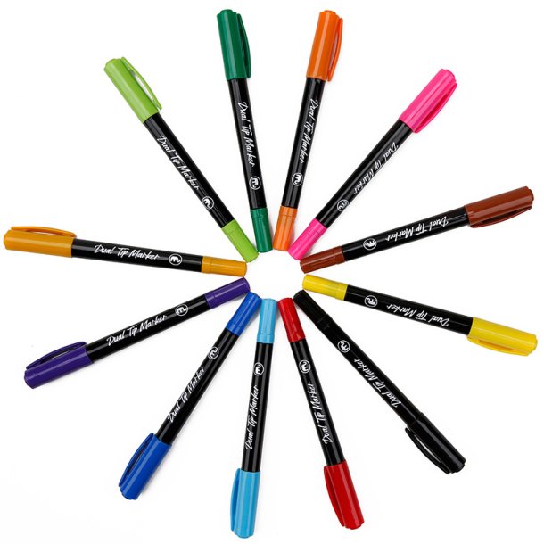 Mobee - Dobbeltendet Marker Fine &amp; Extra Fine 12-Pak