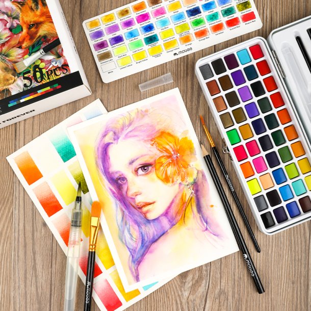 Mobee Akvarelst i Etui med Tilbehr - 50-Pak