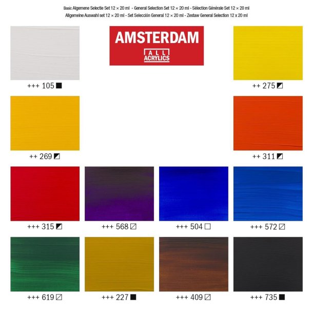 Amsterdam Akrylmaling, General Selection, 12x20 ML.