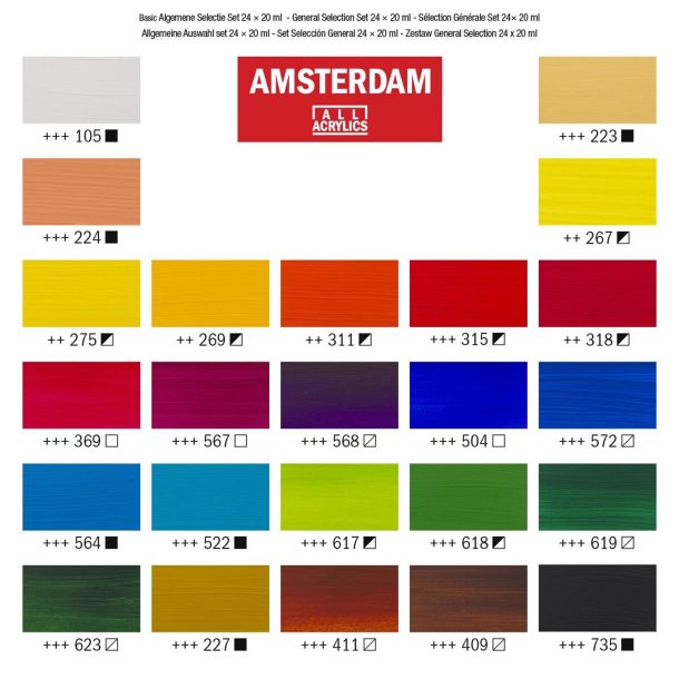 Amsterdam Akrylmaling, General Selection, 24x20 ML.