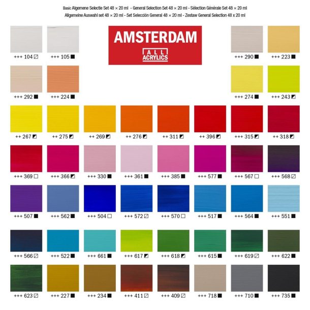Amsterdam Akrylmaling, General Selection, 48x20 ML.