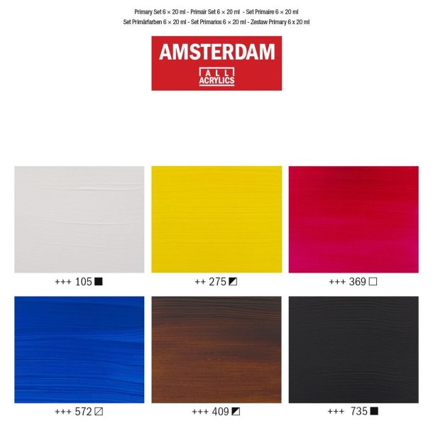 Amsterdam Akrylmaling, Primary, 6x20 ML.
