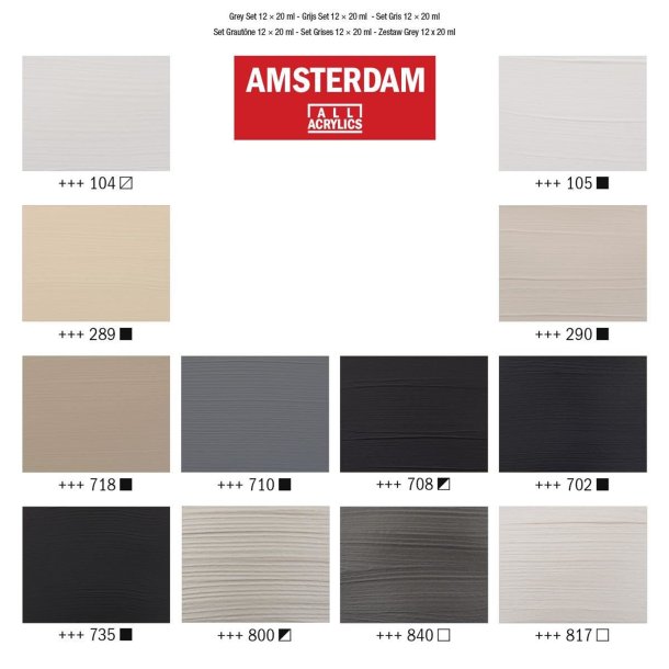 Amsterdam Akrylmaling, Grey, 12x20 ML.