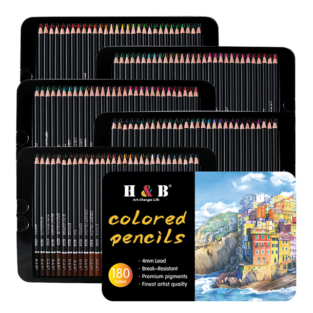 H&B Oliebaserede Farveblyanter i Metalske - 180-stk.