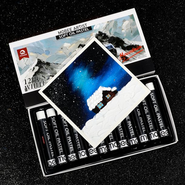 Mobee Hvide Oliepasteller - 12-pak