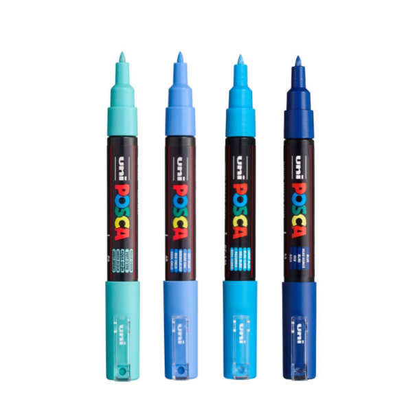 POSCA PC-1M 0,7 - 1 mm Blue Colors (4 stk.)