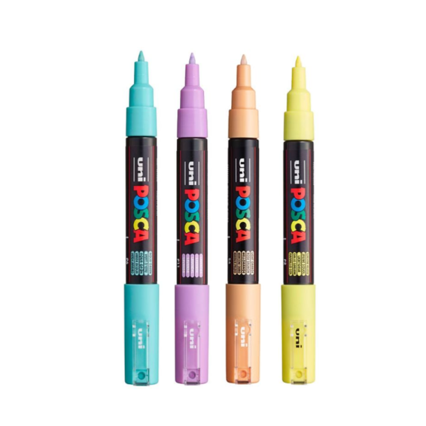 POSCA PC-1M 0,7 - 1 mm Pastel Colors (4 stk.)