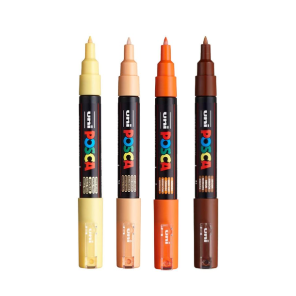 POSCA PC-1M 0,7 - 1 mm Wood Colors (4 stk.)