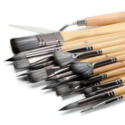 Penselst i foldeetui m. naturskaft - 24-pak