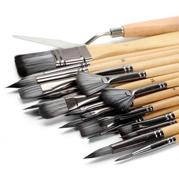 Penselst i foldeetui m. naturskaft - 24-pak