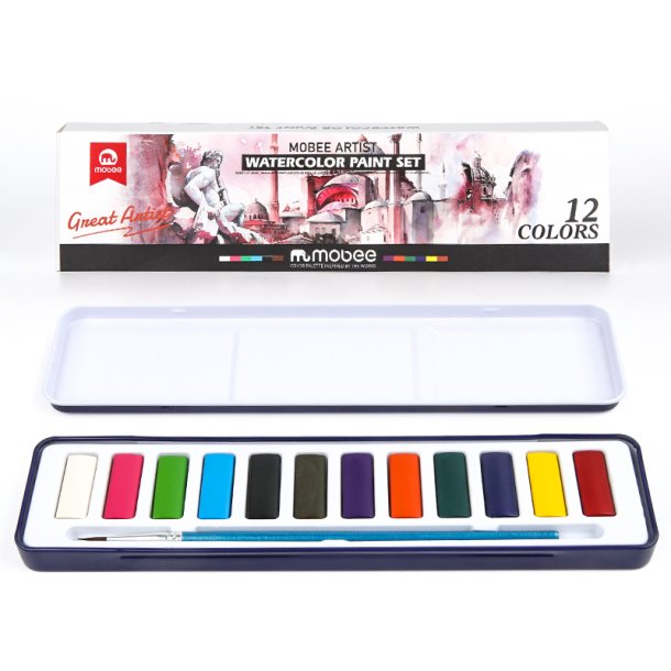 Mobee Akvarelst i Metaletui - 12-Pak