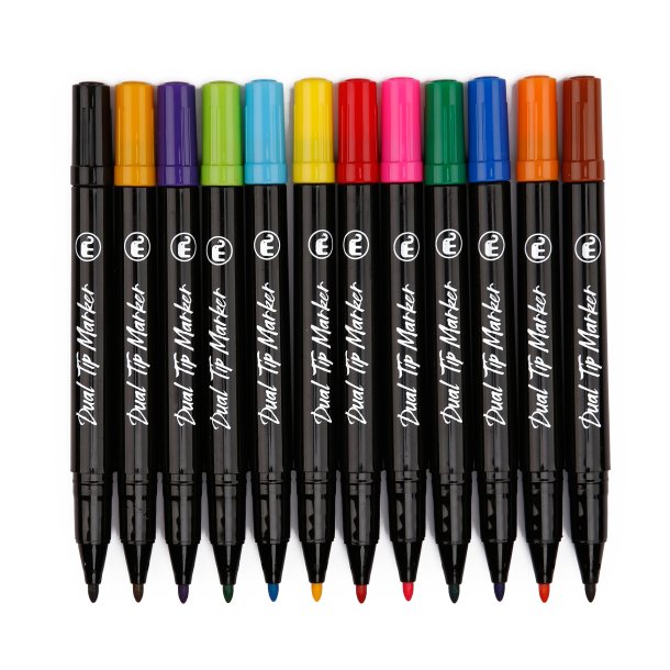 Mobee - Dobbeltendet Marker Fine &amp; Extra Fine 12-Pak