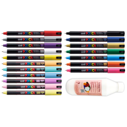 POSCA 1MR 0,7 mm (18 stk) + Lak (Mal p sten st)