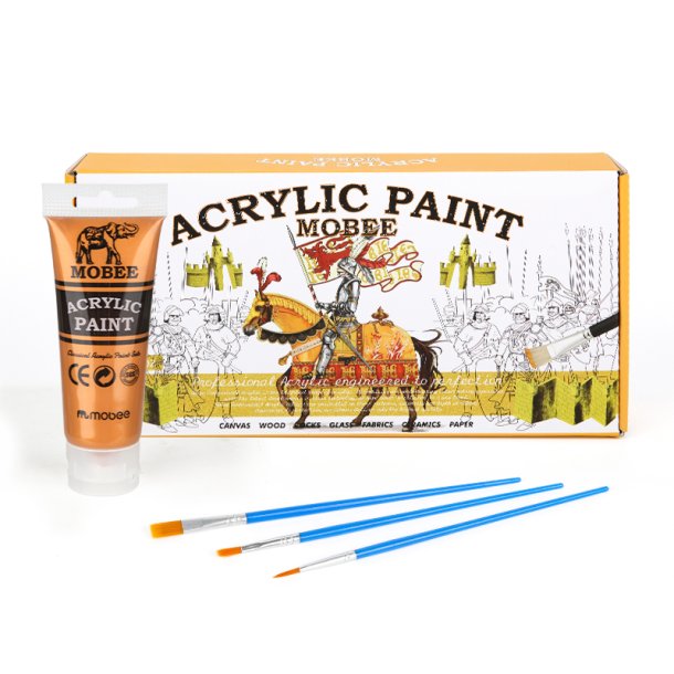 Mobee Akrylmalingst 75 ml. Metalliske Farver - 8-Pak