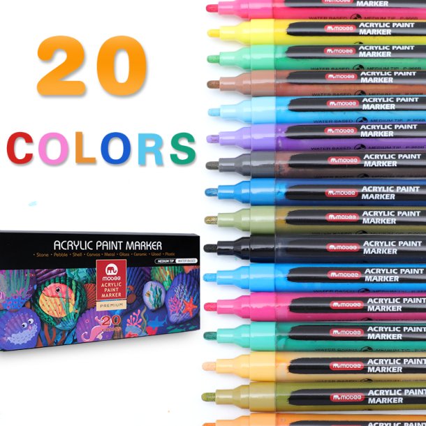 Mobee - Akryltusch Medium Tip 20-Pak