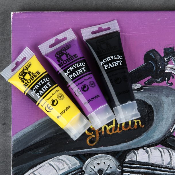 Mobee Akrylmalingst 75 ml. Klassiske Farver - 8-Pak