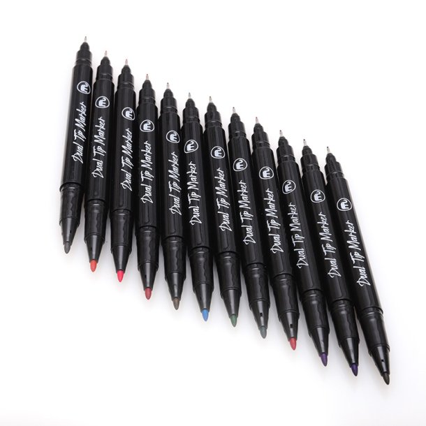 Mobee - Dobbeltendet Marker Fine &amp; Extra Fine 12-Pak