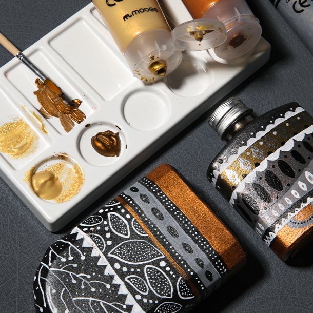 Mobee Akrylmalingst 75 ml. Metalliske Farver - 8-Pak